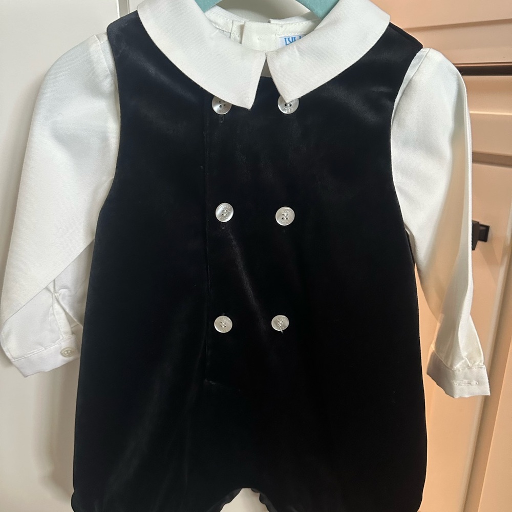 Classic Black and White Infant Formal Romper